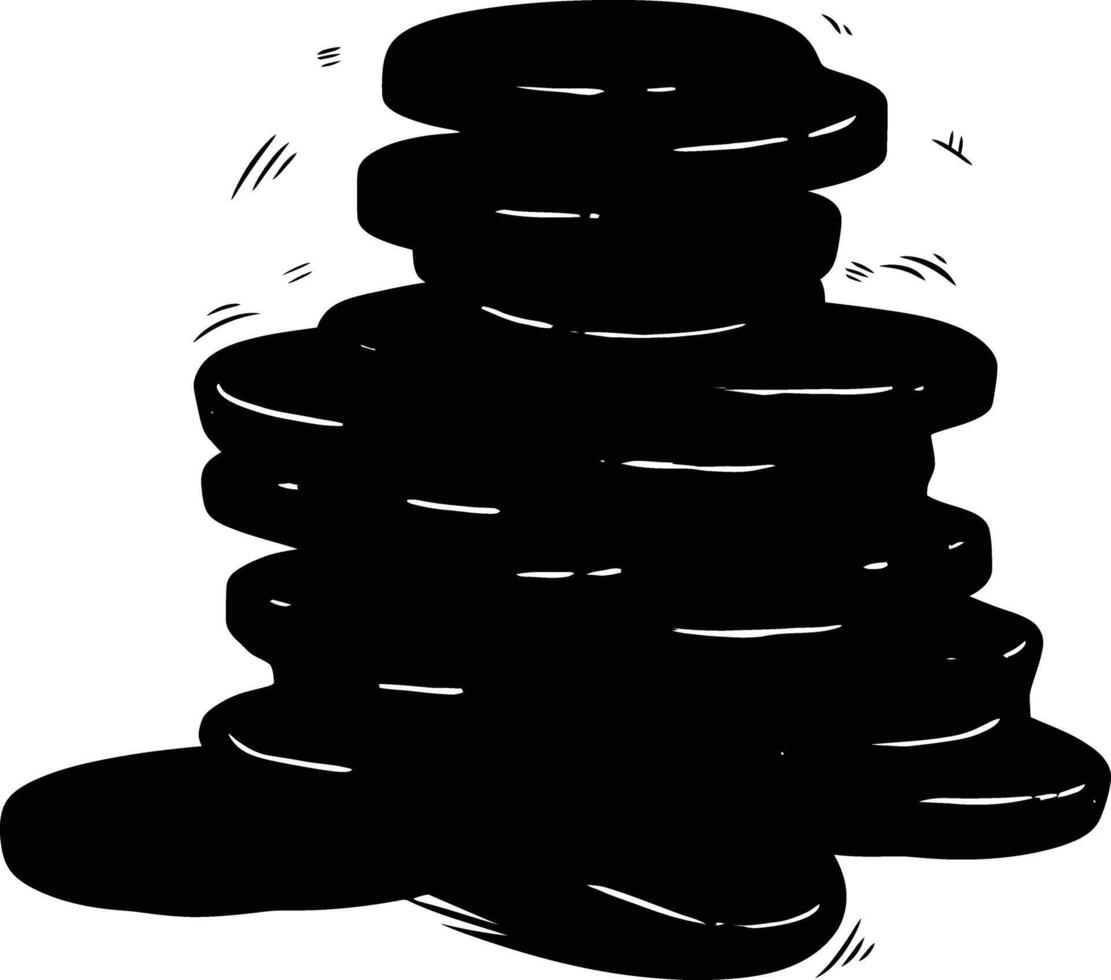 AI generated Silhouette pile of golden coin full body vector