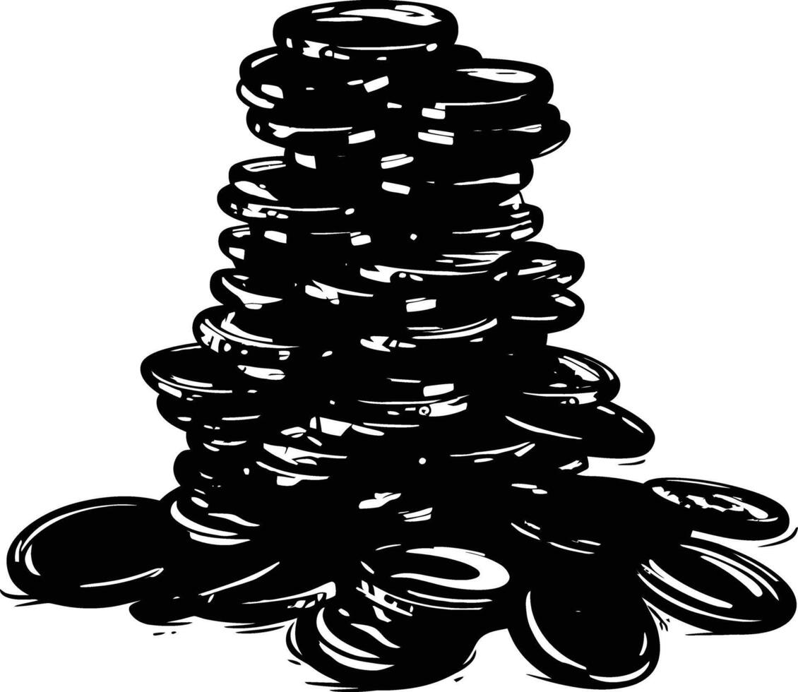 AI generated Silhouette pile of golden coin full body vector