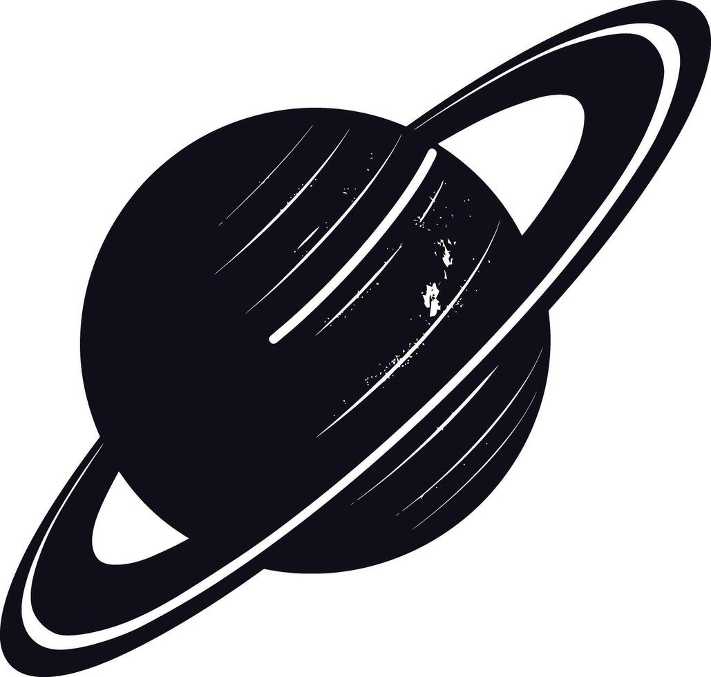 AI generated Silhouette planet with ring in space black color only vector