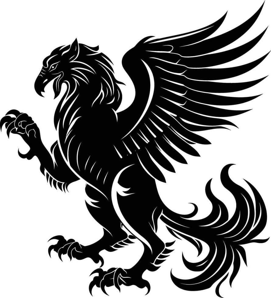 AI generated Silhouette Griffin black color only full body body vector
