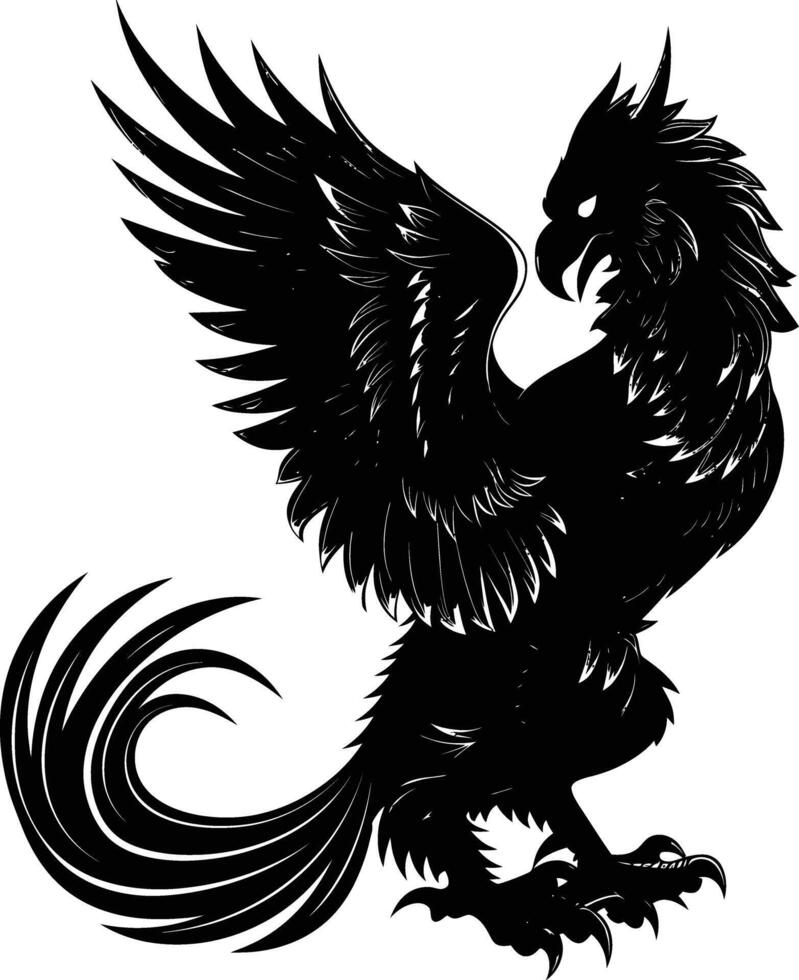 AI generated Silhouette Griffin black color only full body body vector