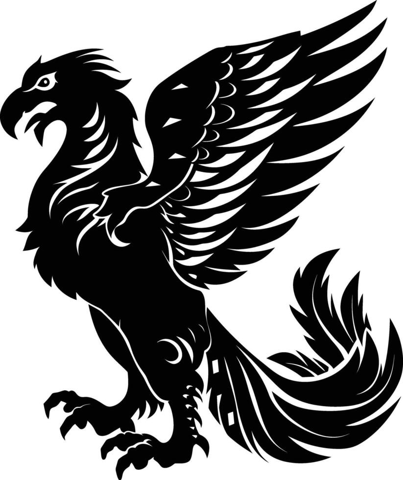 AI generated Silhouette Griffin black color only full body body vector