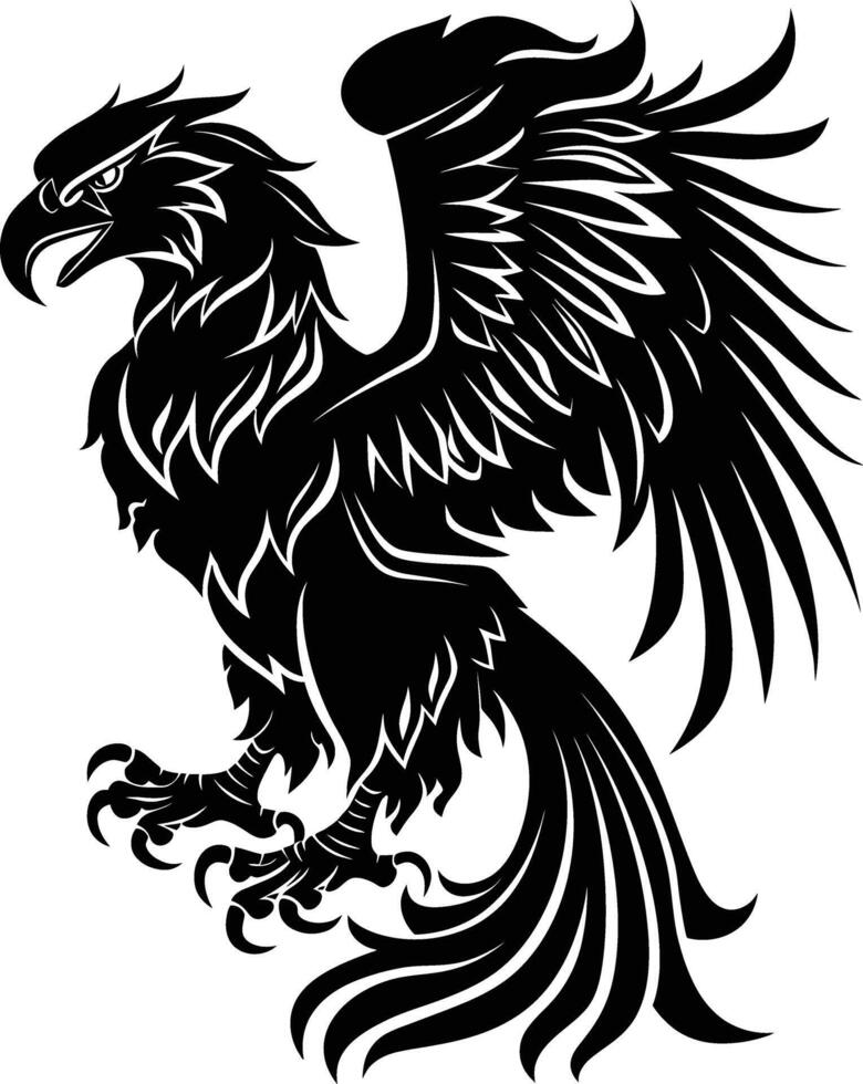 AI generated Silhouette Griffin black color only full body body vector