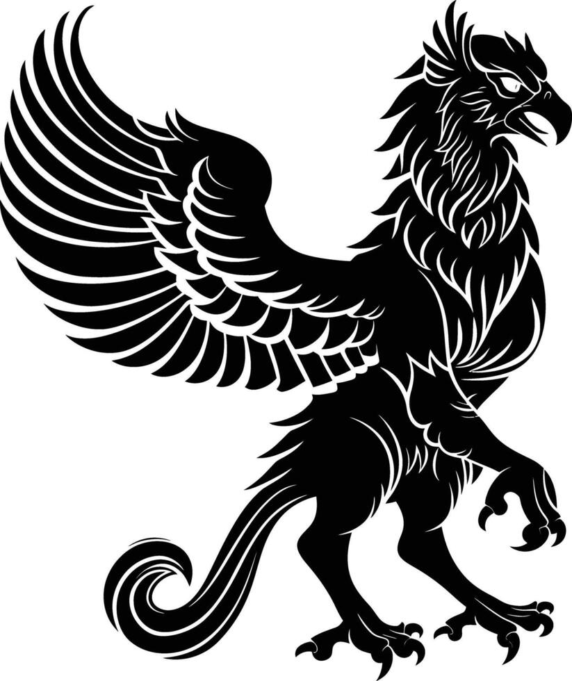 AI generated Silhouette Griffin black color only full body body vector