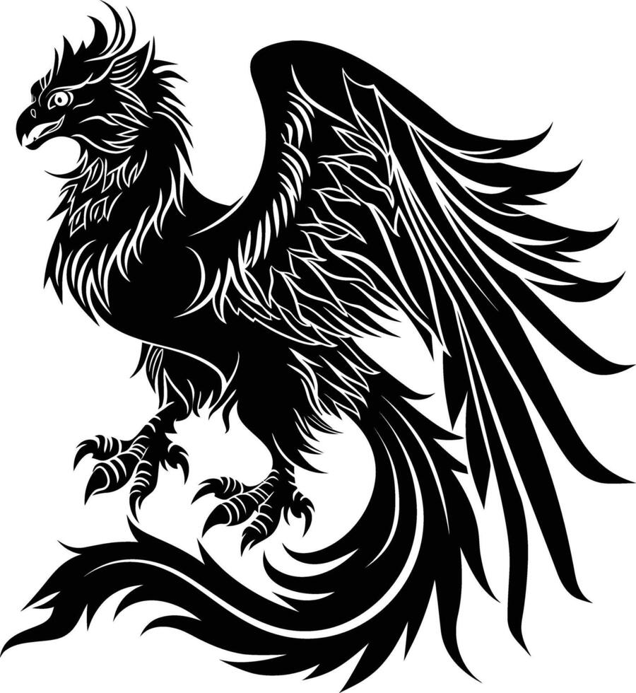 AI generated Silhouette Griffin black color only full body body vector