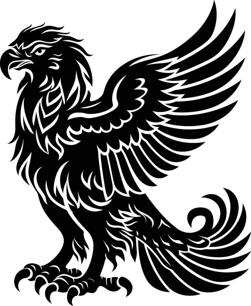 AI generated Silhouette Griffin black color only full body body vector