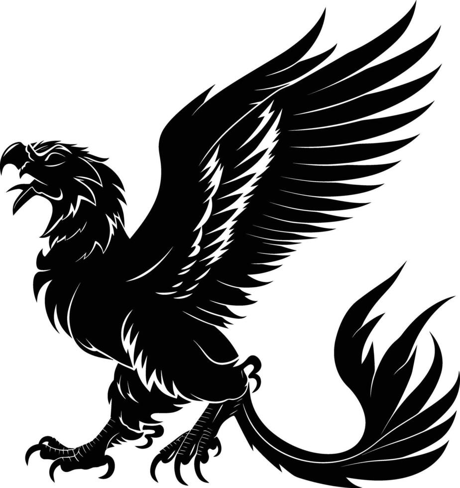 AI generated Silhouette Griffin black color only full body body vector