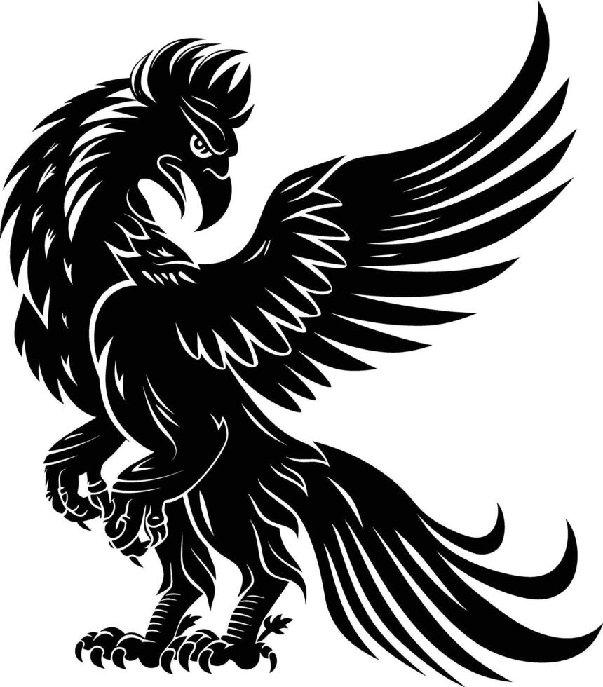 AI generated Silhouette Griffin black color only full body body vector