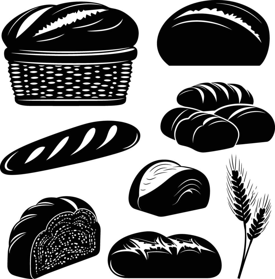 AI generated Silhouette bread black color only vector