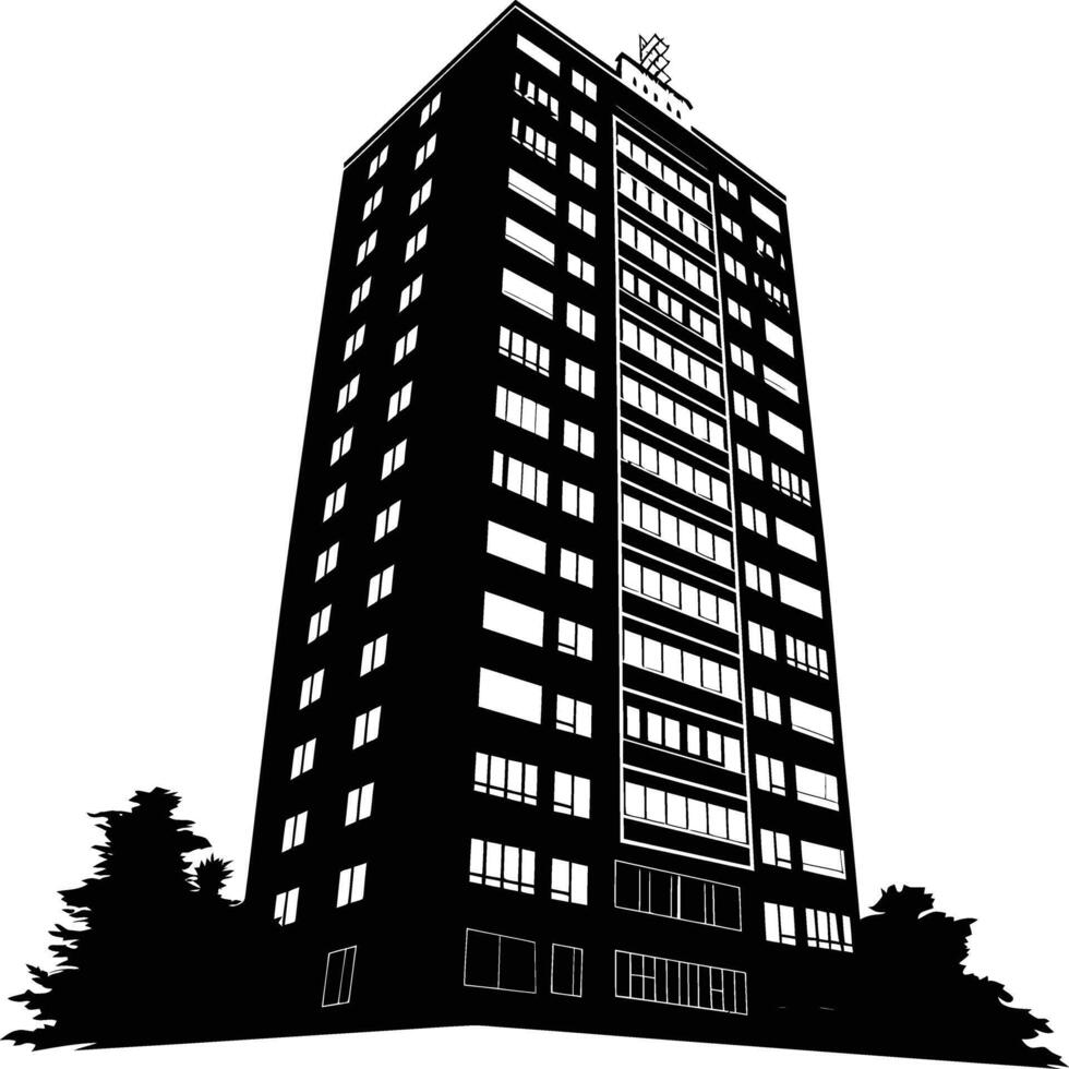 ai generado silueta edificio negro color solamente lleno cuerpo vector