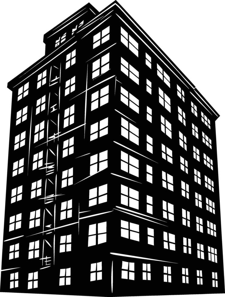 AI generated Silhouette building black color only full body vector