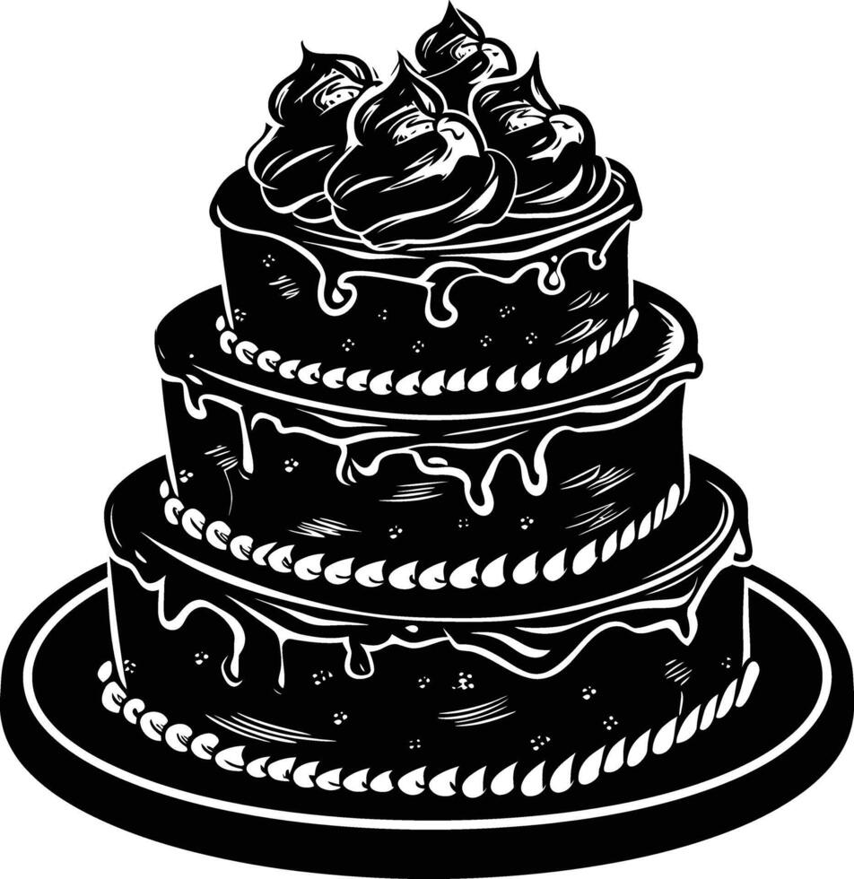 AI generated Silhouette cake black color only full body vector