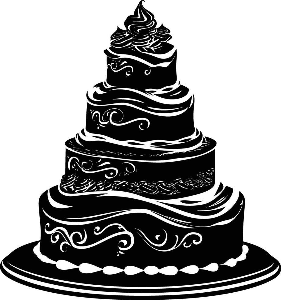 AI generated Silhouette cake black color only full body vector