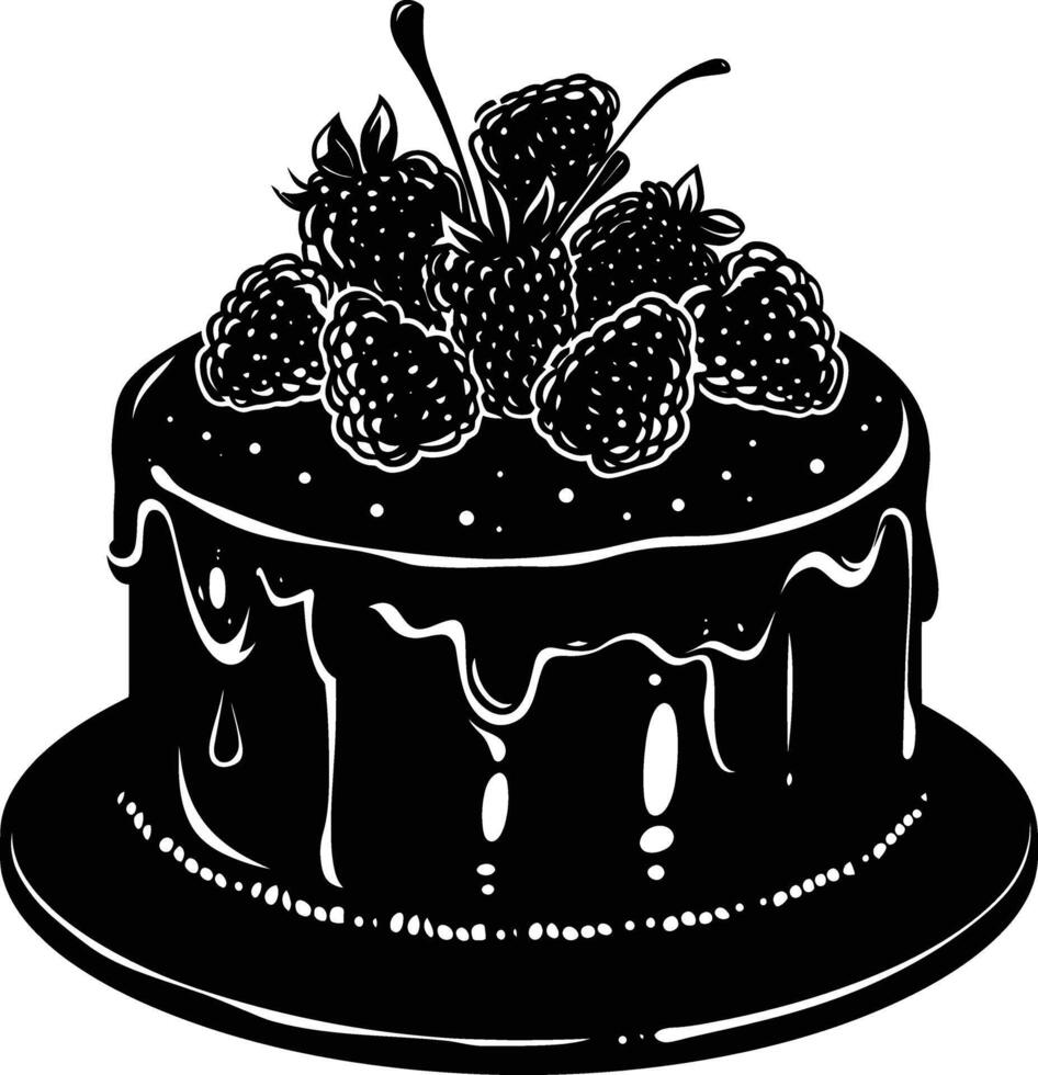 AI generated Silhouette cake black color only full body vector