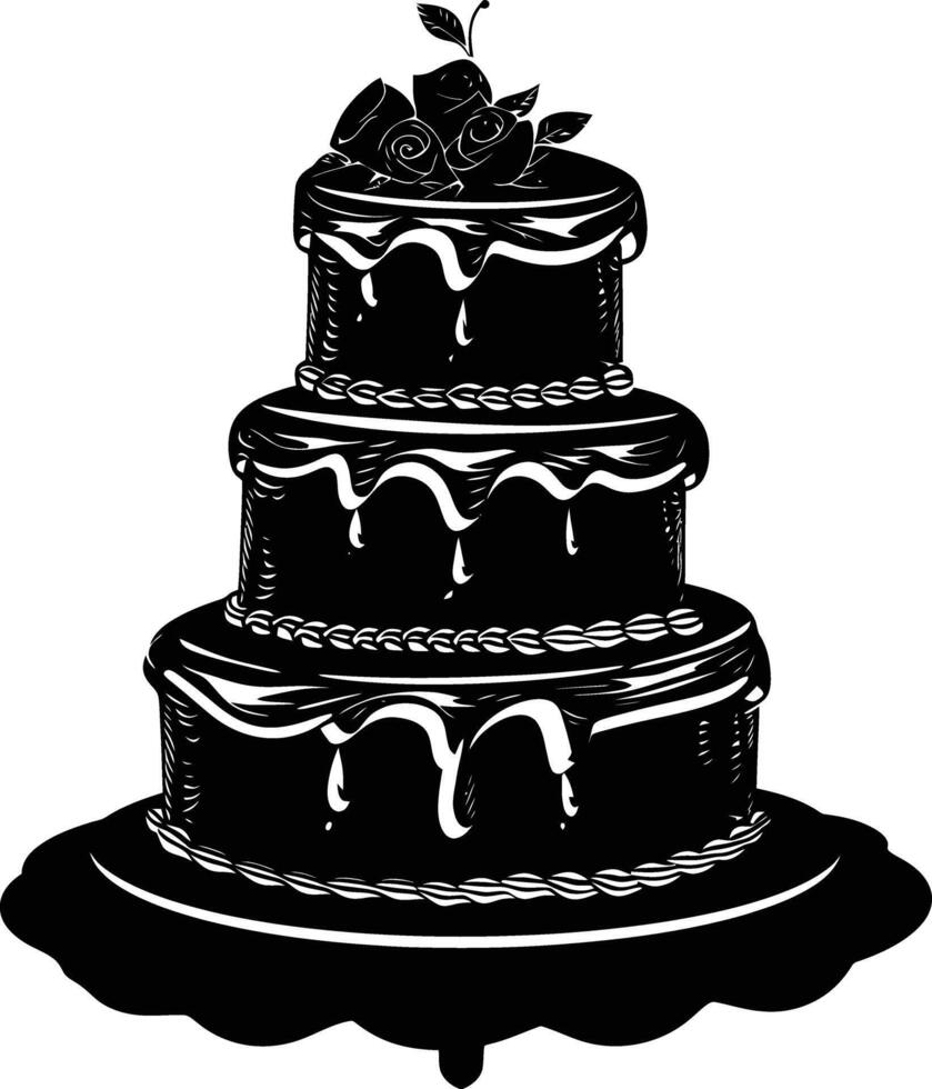 AI generated Silhouette cake black color only full body vector