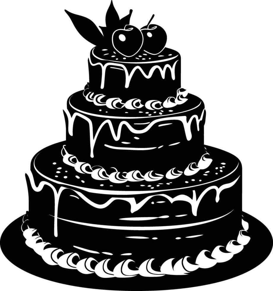 AI generated Silhouette cake black color only full body vector