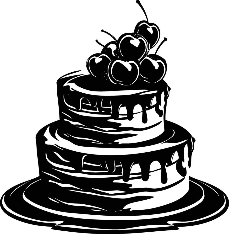 AI generated Silhouette cake black color only full body vector