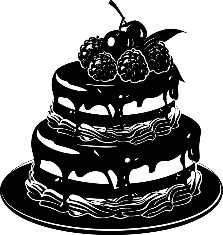 AI generated Silhouette cake black color only full body vector
