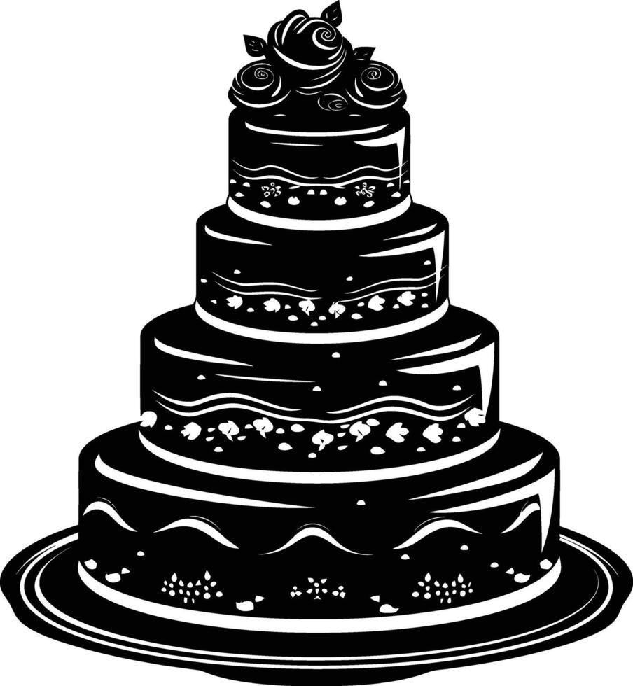 AI generated Silhouette cake black color only full body vector