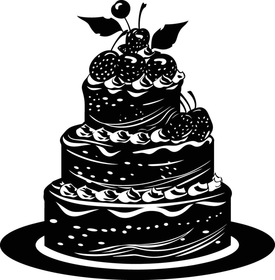 AI generated Silhouette cake black color only full body vector