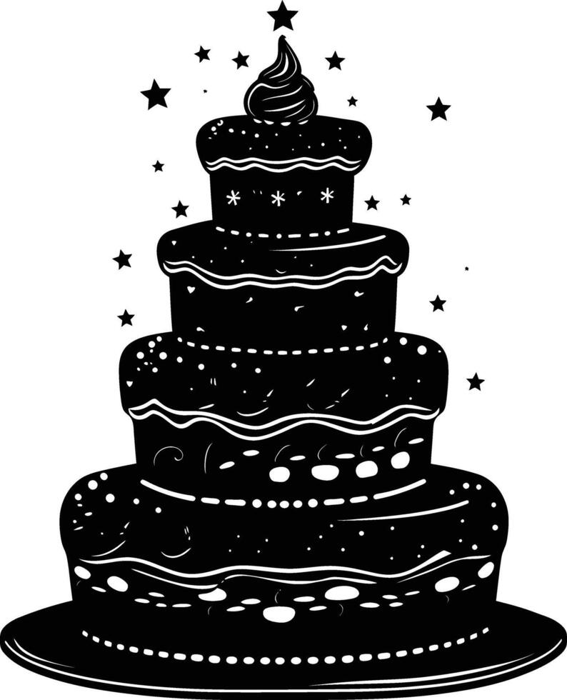 AI generated Silhouette cake black color only full body vector