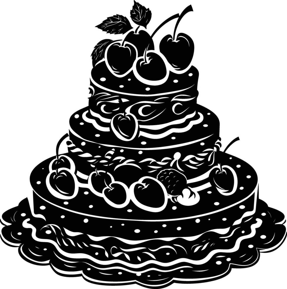 AI generated Silhouette cake black color only full body vector