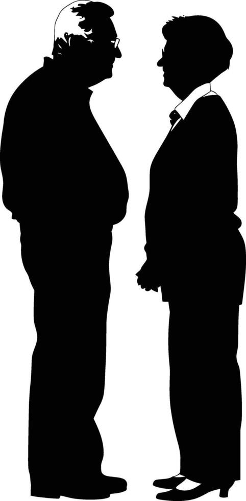 AI generated Silhouette couple of the elderly black color only full vector