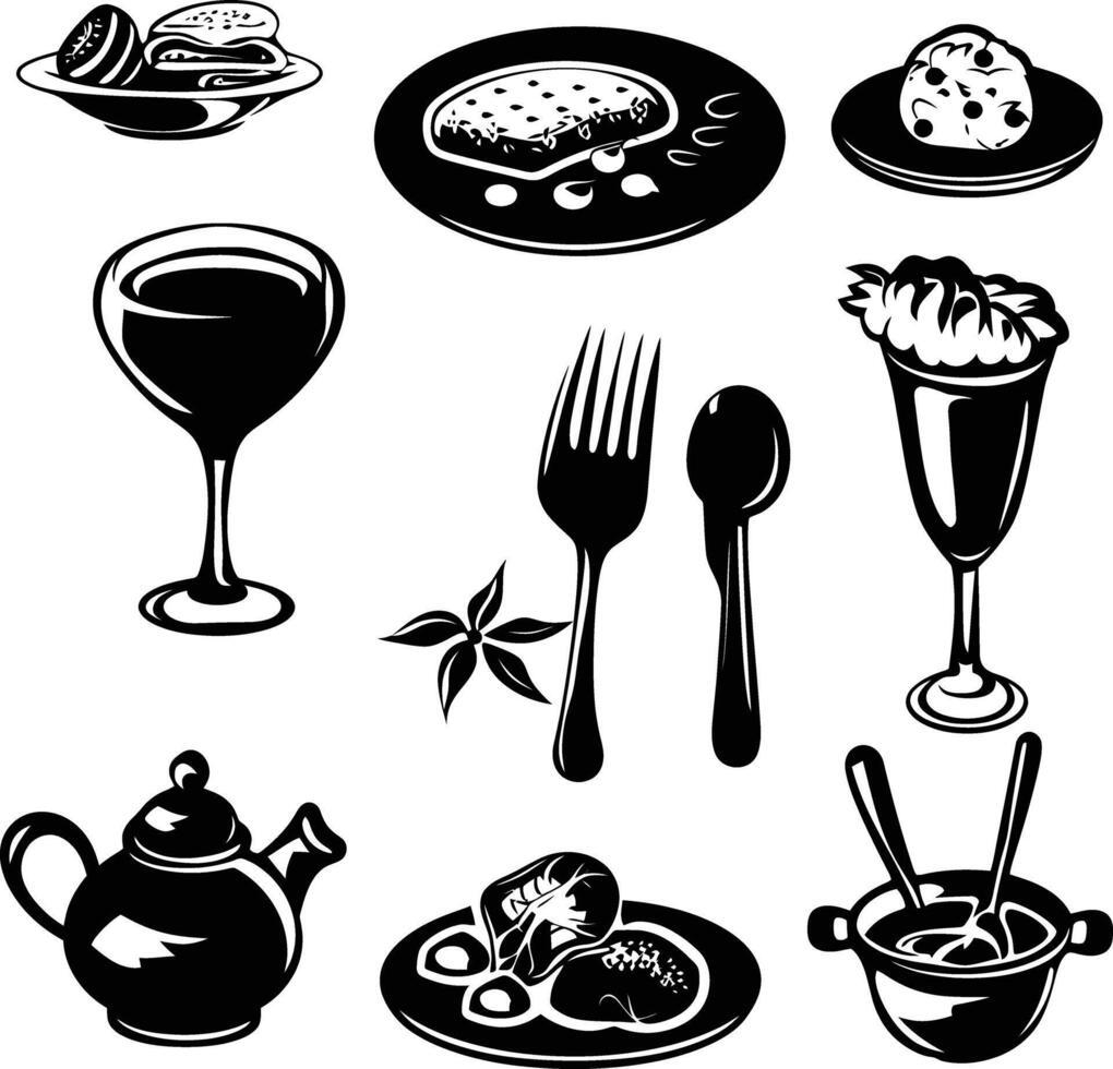AI generated Silhouette culinary food black color only full body vector