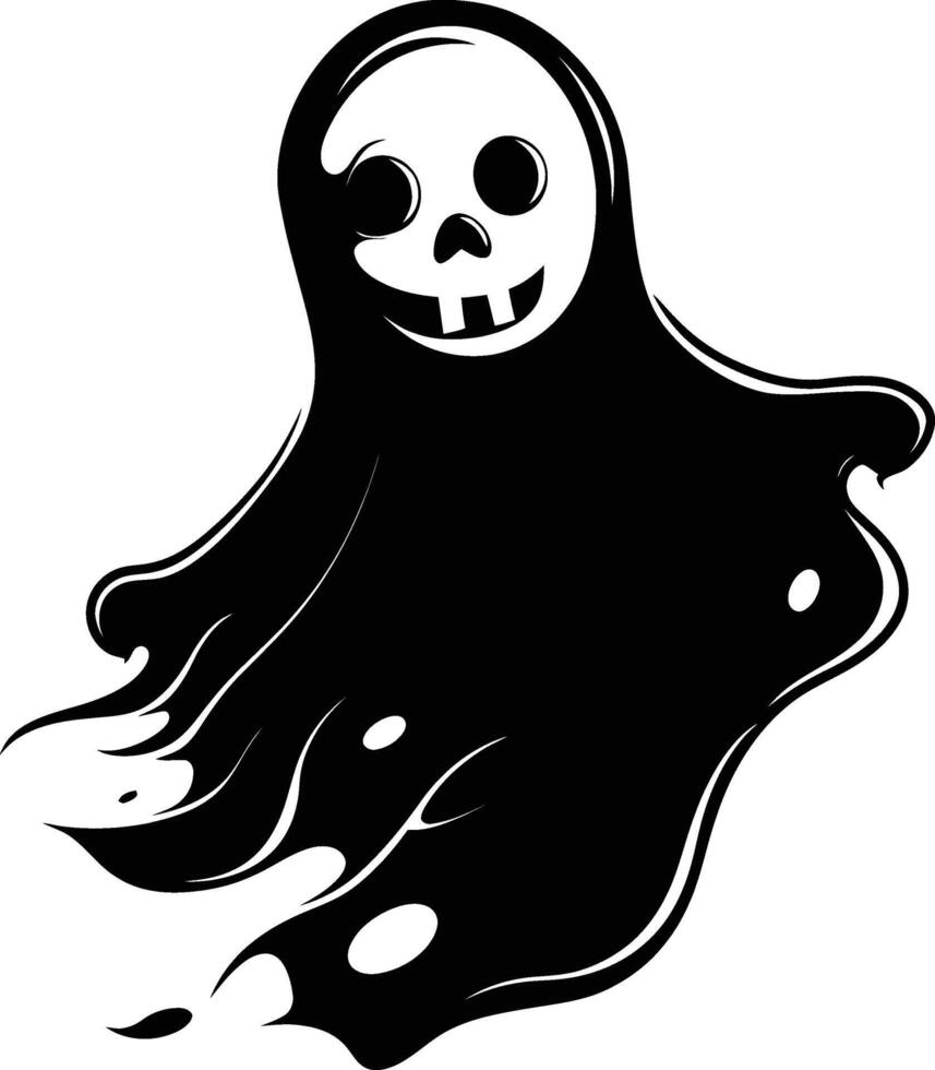 AI generated Silhouette cute ghost black color only full body body vector