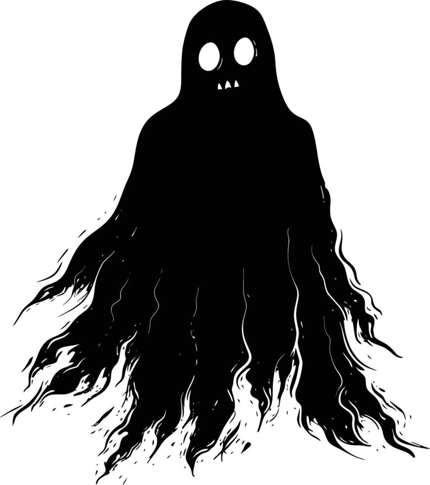 AI generated Silhouette cute ghost black color only full body body vector