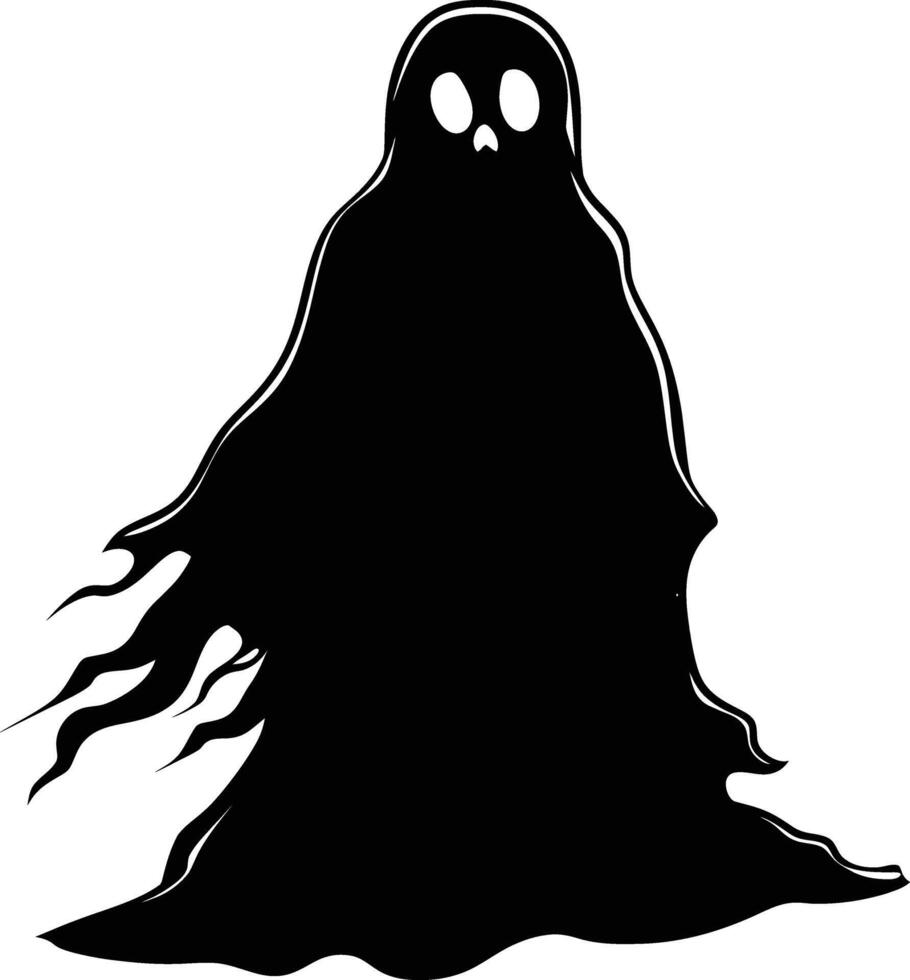 AI generated Silhouette cute ghost black color only full body body vector