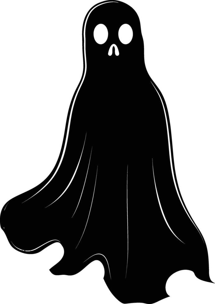 AI generated Silhouette cute ghost black color only full body body vector