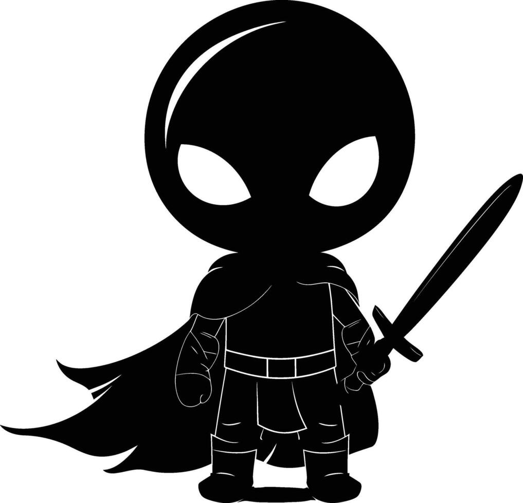 AI generated Silhouette cute hero black color only full body vector