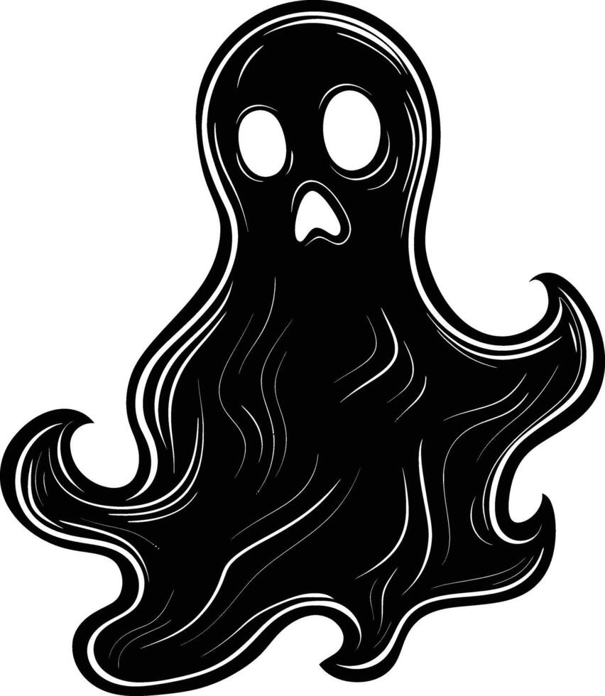 AI generated Silhouette cute ghost black color only full body body vector