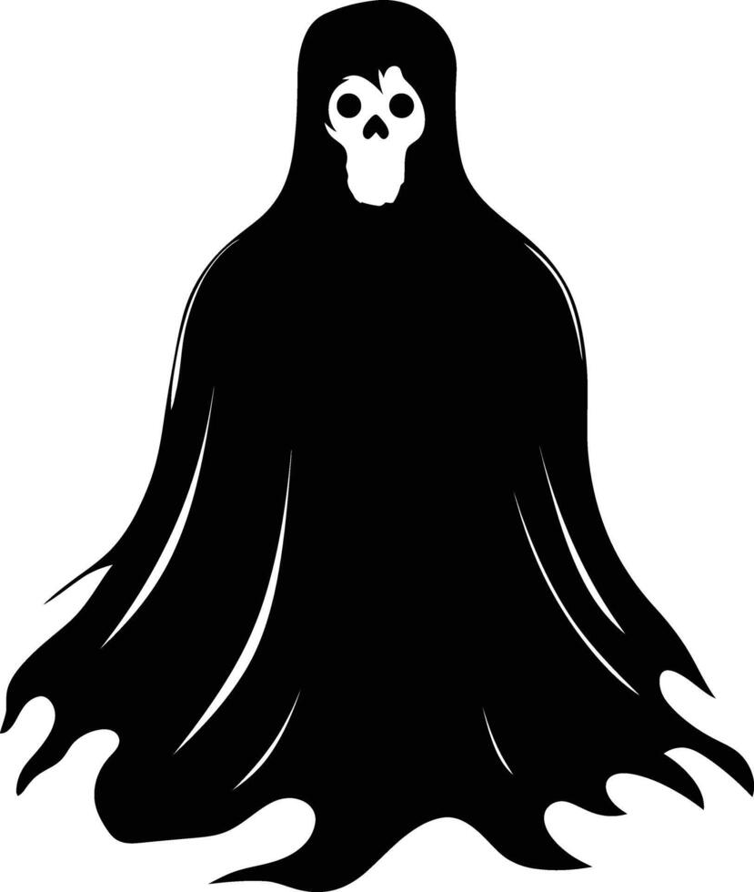 ai generado silueta linda fantasma negro color solamente lleno cuerpo cuerpo vector