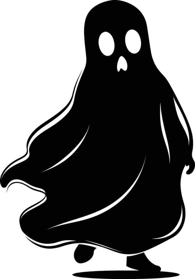 AI generated Silhouette cute ghost black color only full body body vector