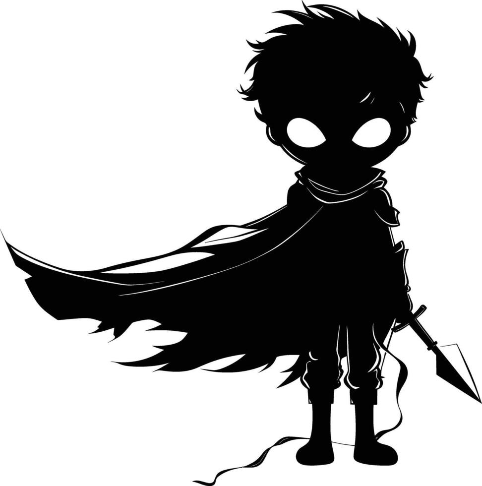 AI generated Silhouette cute hero black color only full body vector