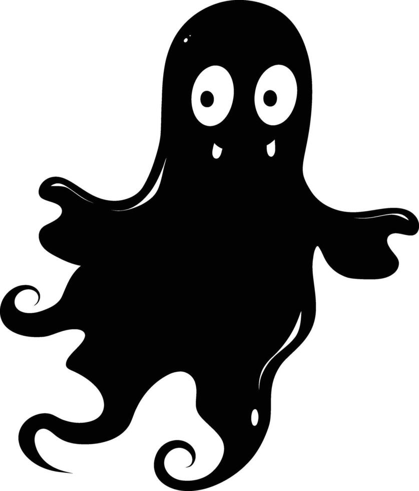 AI generated Silhouette cute ghost black color only full body body vector