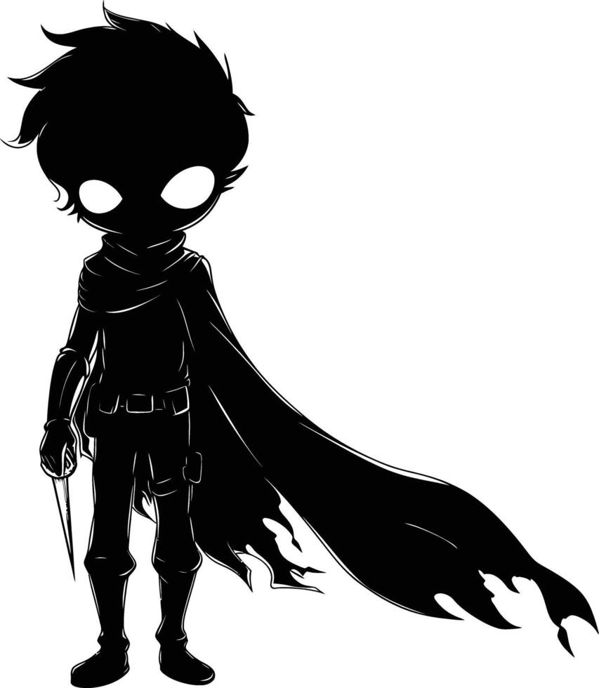AI generated Silhouette cute hero black color only full body vector