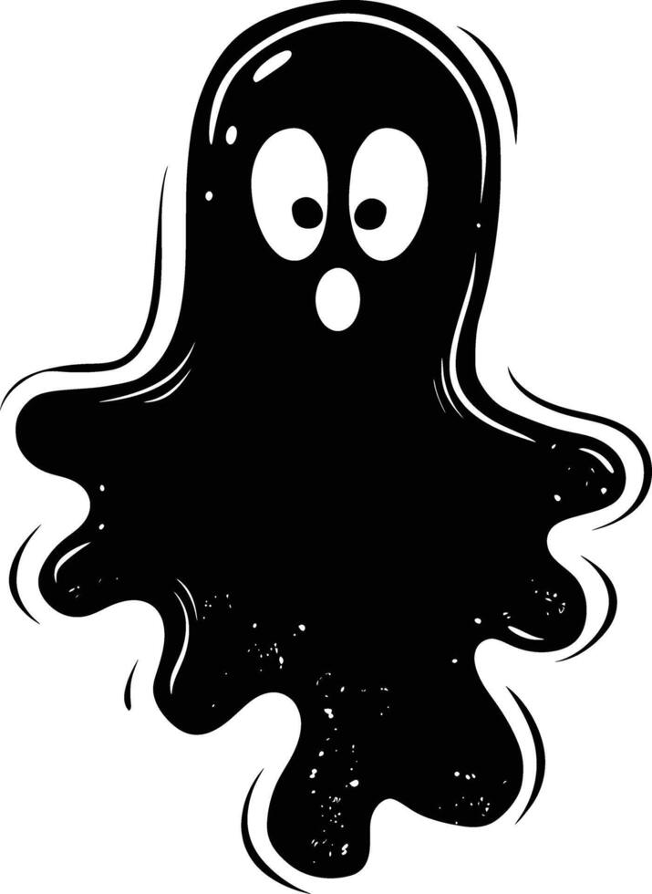 AI generated Silhouette cute ghost black color only full body body vector