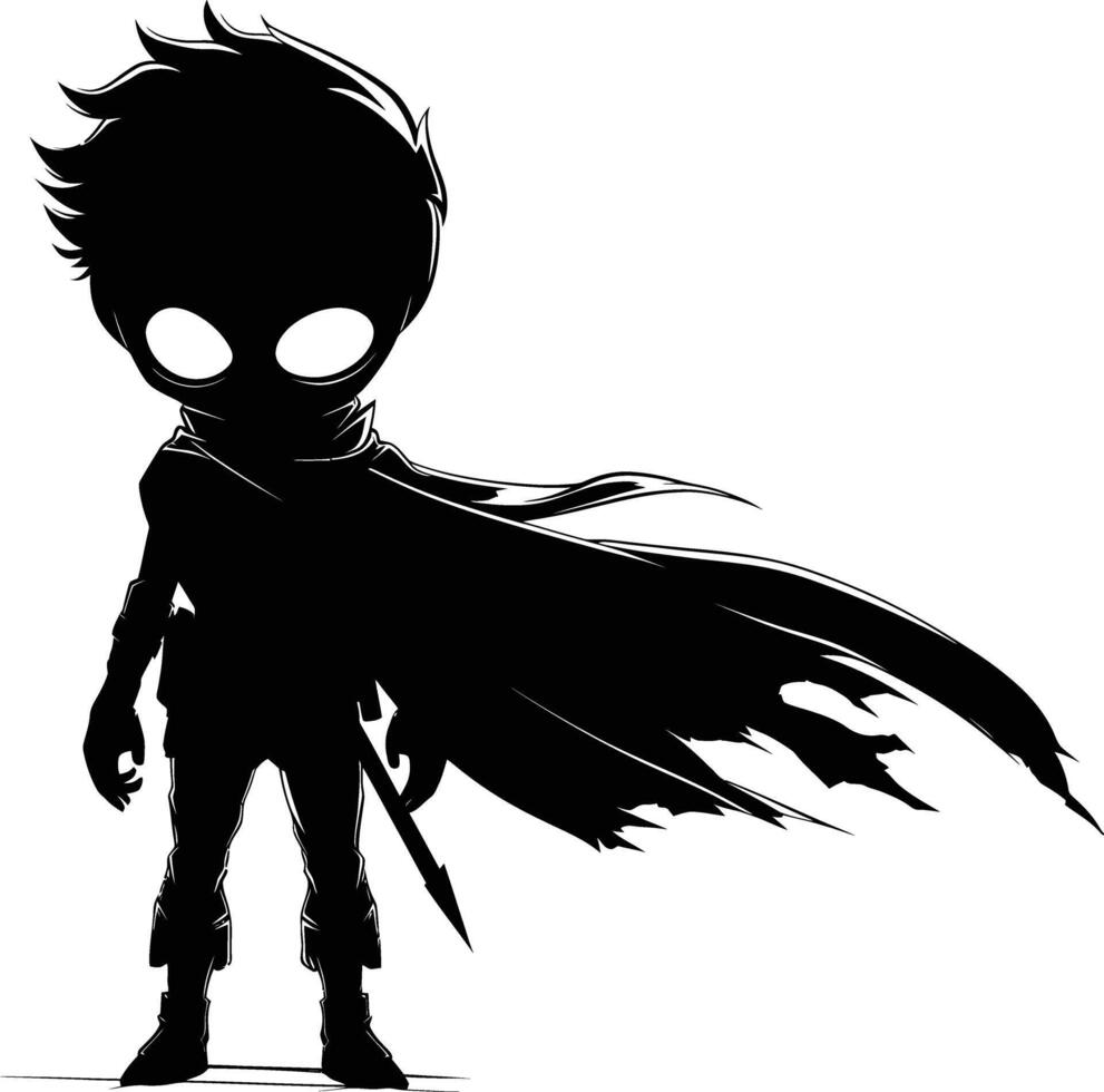 AI generated Silhouette cute hero black color only full body vector