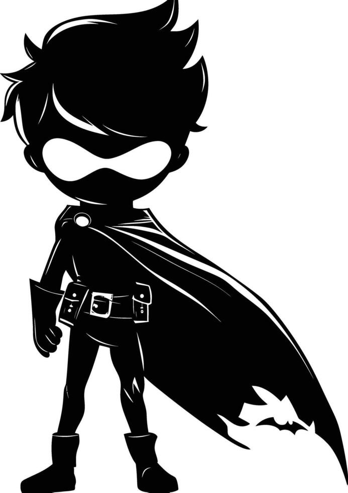 AI generated Silhouette cute hero black color only full body vector