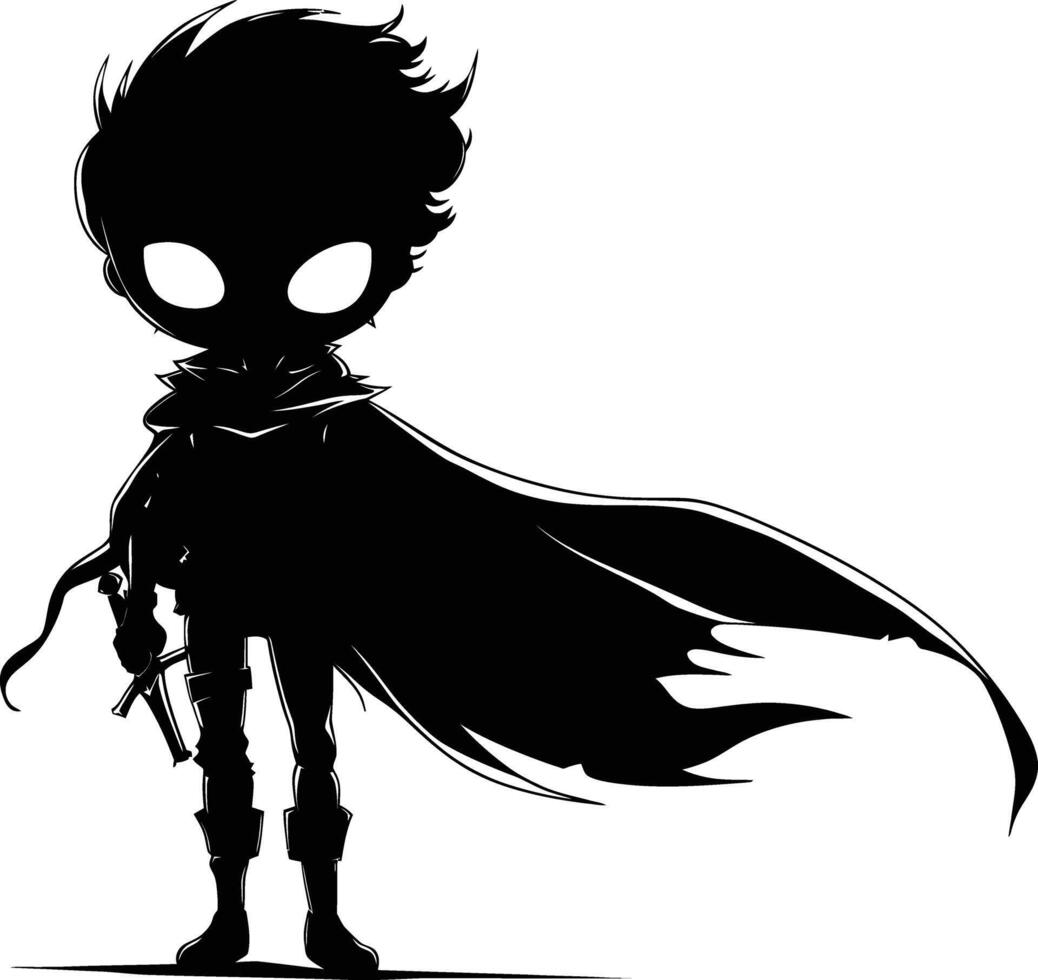 AI generated Silhouette cute hero black color only full body vector