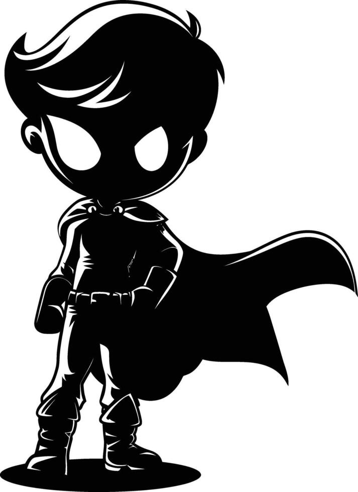 AI generated Silhouette cute hero black color only full body vector