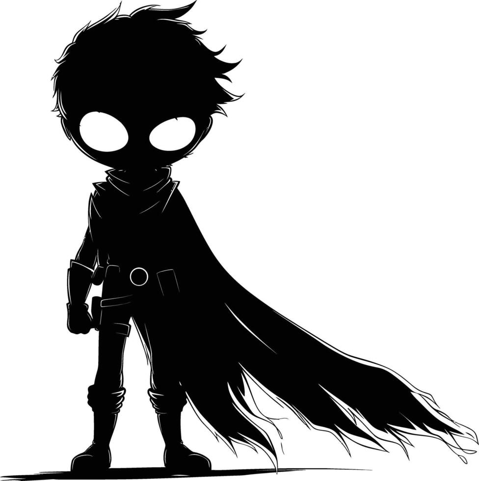 AI generated Silhouette cute hero black color only full body vector