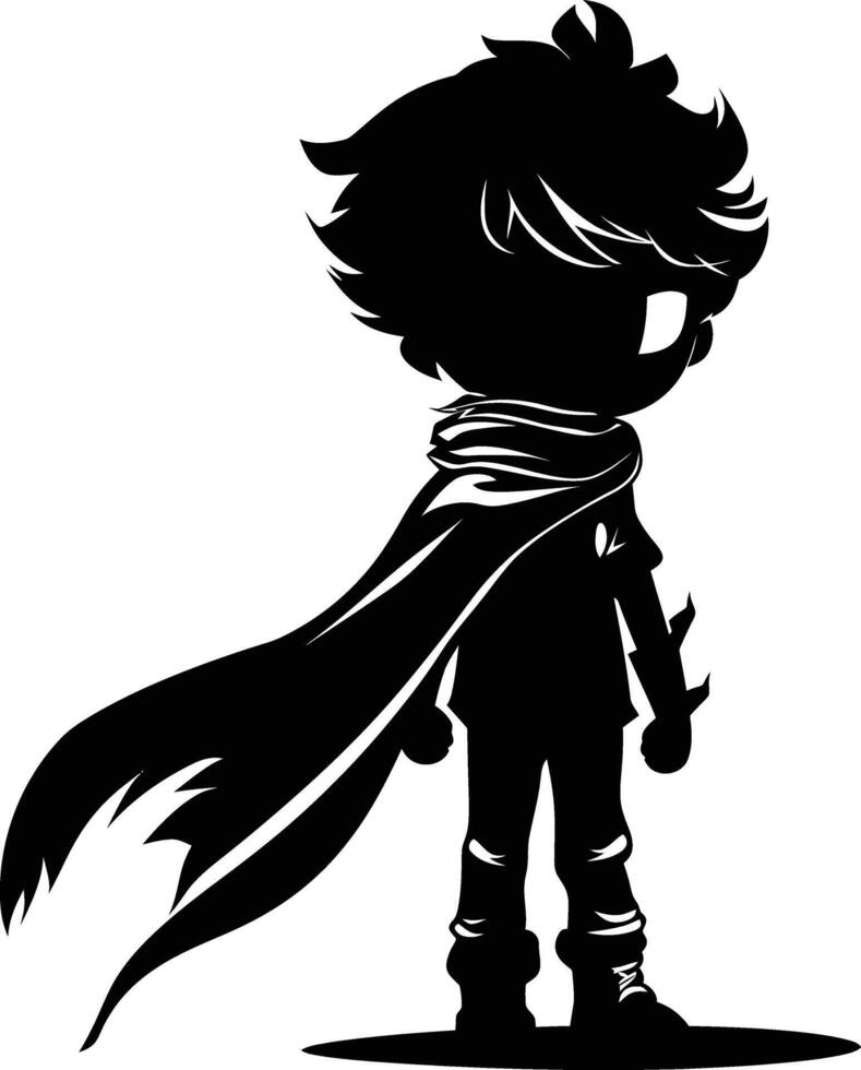 AI generated Silhouette cute hero black color only full body vector