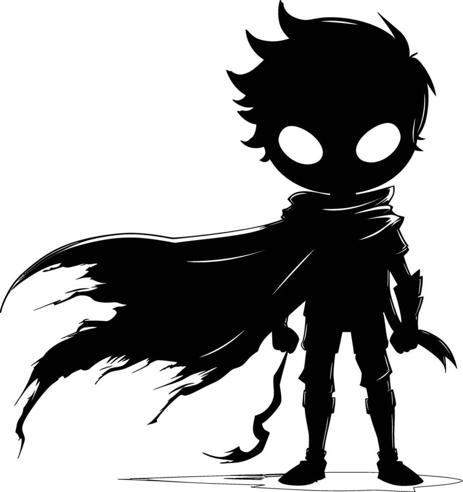 AI generated Silhouette cute hero black color only full body vector