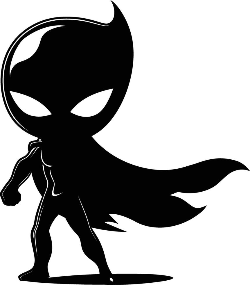 AI generated Silhouette cute hero black color only full body vector