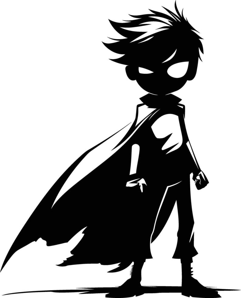 AI generated Silhouette cute hero black color only full body vector