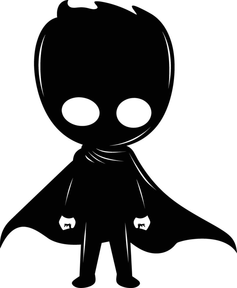 AI generated Silhouette cute hero black color only full body vector